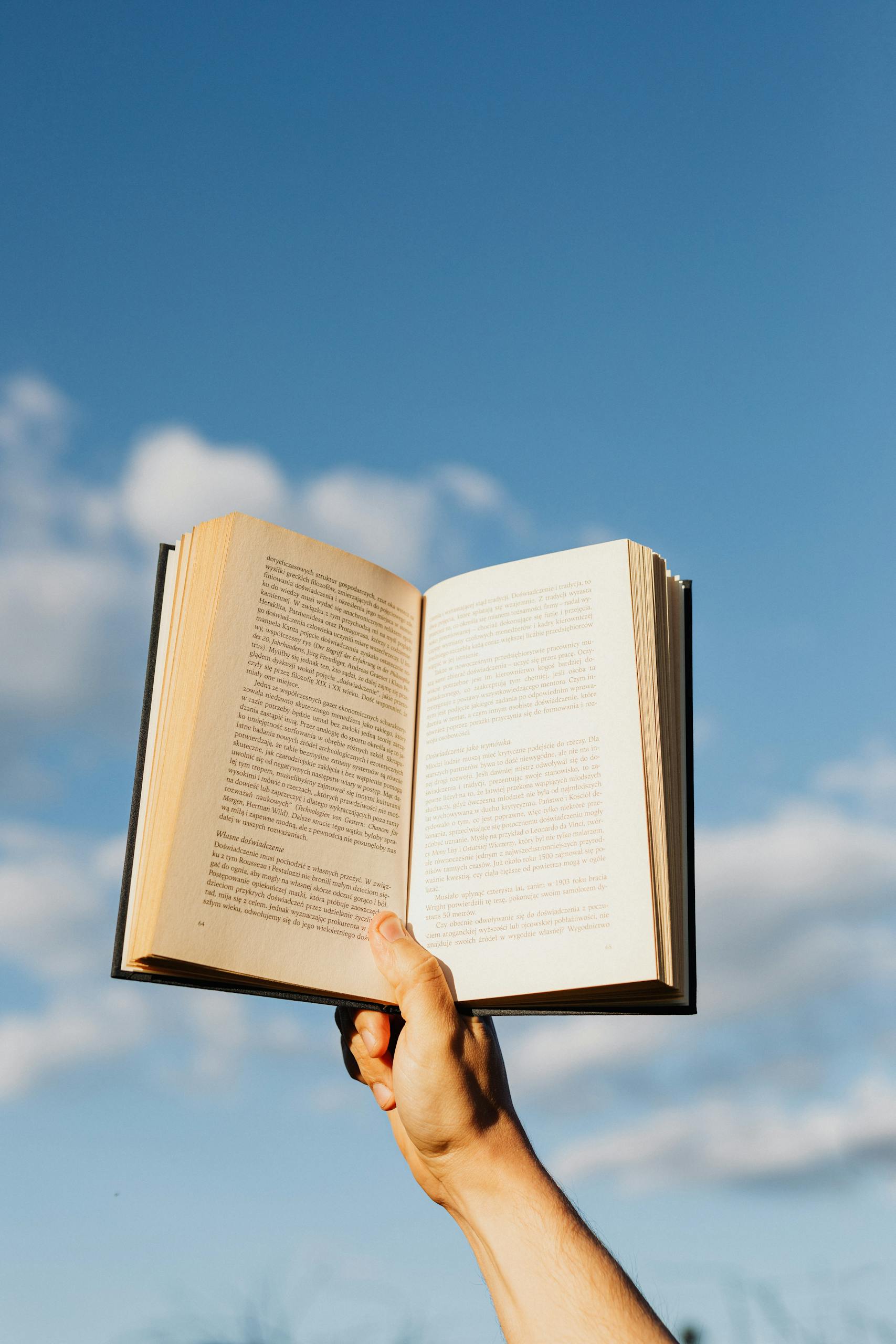 Crop person with book in sunlight